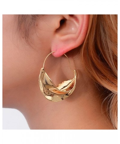 Gold Earrings Chunky Basket Fulani Earrings for Women Girls Dangle Earrings Round Hammered Earring Gold Hoop Earrings $10.02 ...