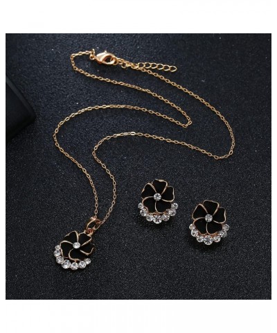 Camellia Pendant Necklace Earring Set for Women - 925 Exquisite Micro-Encrusted Crystal Necklace Earring, Ingenious Work Hand...