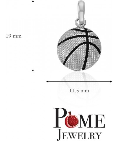 Basketball Pendant Necklace in Solid 14k Gold, Black Enamel, Made in America 18" Necklace White Gold $83.85 Necklaces