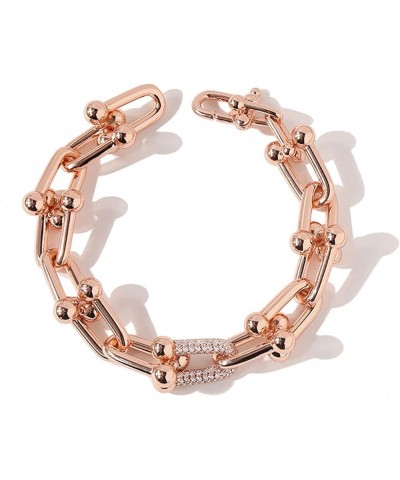 Popular New Women Bracelet Stainless Steel Luxury Jewelry Punk Zircon Gift Chain bracelets Big size rose $16.95 Bracelets