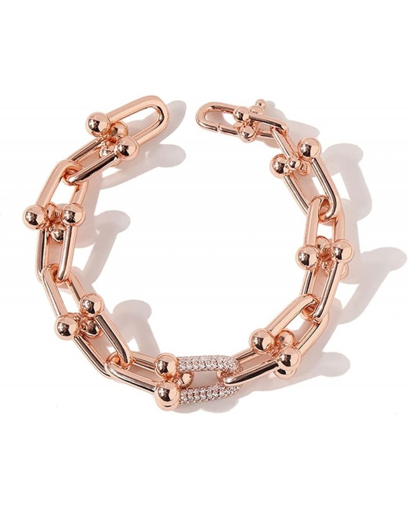 Popular New Women Bracelet Stainless Steel Luxury Jewelry Punk Zircon Gift Chain bracelets Big size rose $16.95 Bracelets