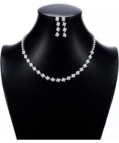 Rhinestone Necklace Earrings Jewelry Set Wedding Bridal Choker Necklaces Bridesmaid Crystal Jewelry for Women and Girls (Set ...