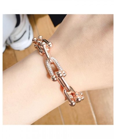 Popular New Women Bracelet Stainless Steel Luxury Jewelry Punk Zircon Gift Chain bracelets Big size rose $16.95 Bracelets