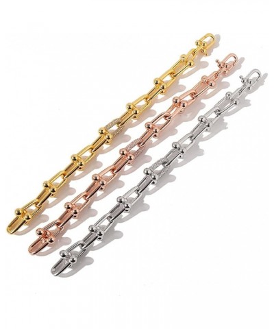 Popular New Women Bracelet Stainless Steel Luxury Jewelry Punk Zircon Gift Chain bracelets Big size rose $16.95 Bracelets