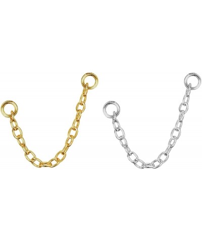 4Pcs Gold Earrings Connector Chains Set for Women, Convertible Dangle Chain for Double Piercings 50mm style B $9.51 Earrings