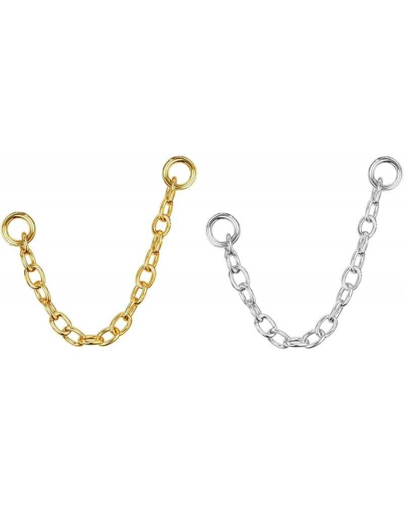 4Pcs Gold Earrings Connector Chains Set for Women, Convertible Dangle Chain for Double Piercings 50mm style B $9.51 Earrings