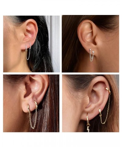 4Pcs Gold Earrings Connector Chains Set for Women, Convertible Dangle Chain for Double Piercings 50mm style B $9.51 Earrings