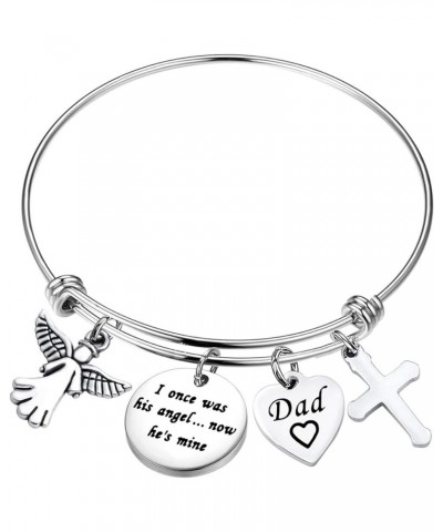 Memorial Bracelet I Once Was His/Her Angel Now He/She's Mine Dad/Mom Memorial Bangle Remembrance Jewelry Sympathy Gift For Lo...