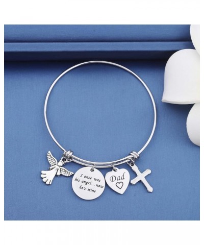 Memorial Bracelet I Once Was His/Her Angel Now He/She's Mine Dad/Mom Memorial Bangle Remembrance Jewelry Sympathy Gift For Lo...