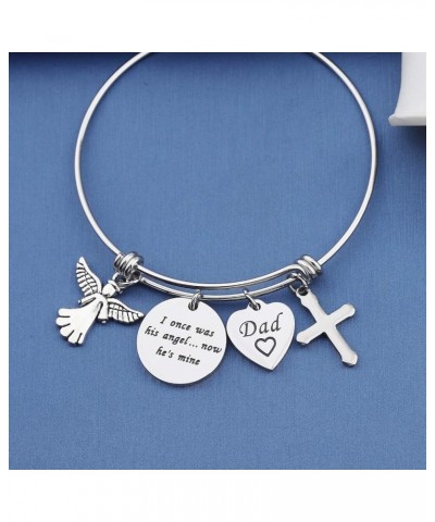 Memorial Bracelet I Once Was His/Her Angel Now He/She's Mine Dad/Mom Memorial Bangle Remembrance Jewelry Sympathy Gift For Lo...