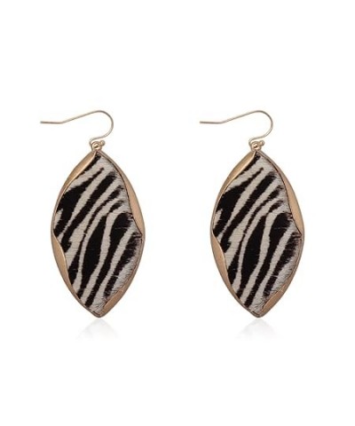 Bohemian Genuine Leather Geometric Earrings - Lightweight Animal Print Dangles Calf Hair Teardrop, Zebra Leaf, Leopard Hoop (...