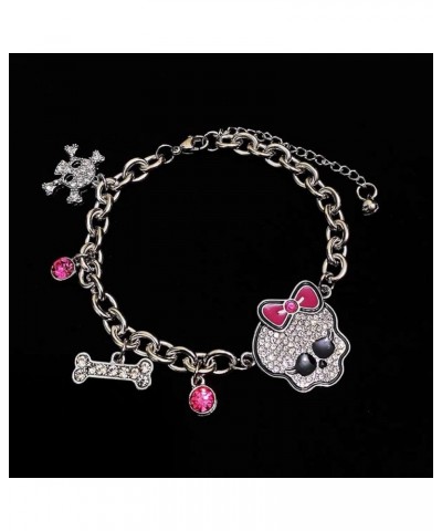 Skull Bracelet for Women Teen Pink Rhinestone Cross Bracelet Gothic Jewelry y2k bracelet y2k Accessories A-Skull titanium-and...