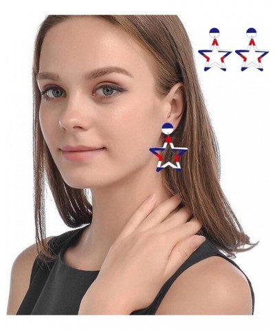 4th of July Earrings Necklace & Bracelet Jewelry Set American Flag Stars Patriotic Earrings Angel Wings Necklace Red Blue Whi...