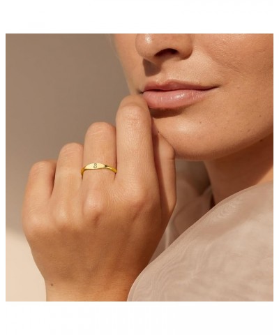 Gold Initial Rings for Women 14K Dainty Plain Stackable Letter Ring for Teen Girls Cute Fashion Thin Pinky Knuckle Stacking C...