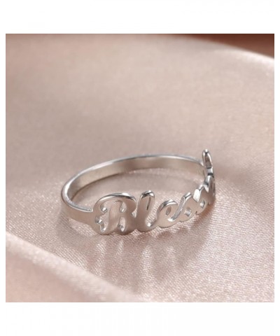 Faith Strength Engraving Blessed Ring Thin Finger Ring Inspirational Pray Religious Ring for Women Silver tone 7 $9.27 Rings