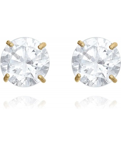 10K Gold Round Simulated Diamond CZ Stud Earrings in Yellow or White Gold Yellow Gold 4.0 Millimeters $24.37 Earrings