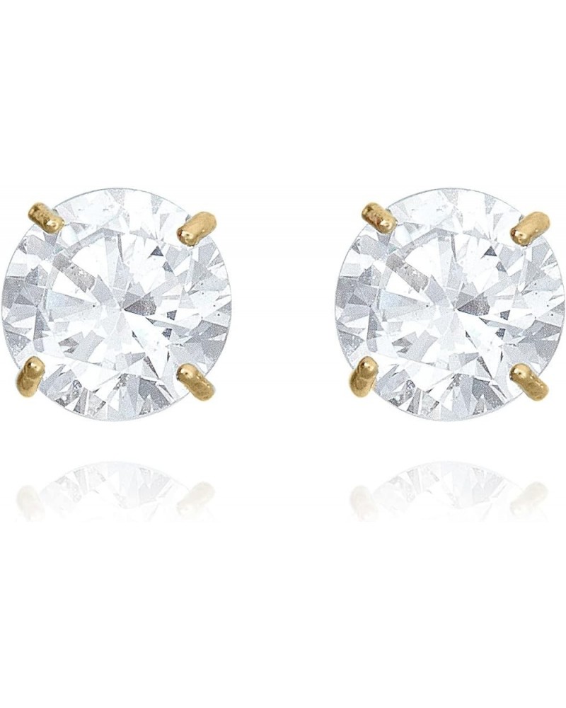 10K Gold Round Simulated Diamond CZ Stud Earrings in Yellow or White Gold Yellow Gold 4.0 Millimeters $24.37 Earrings