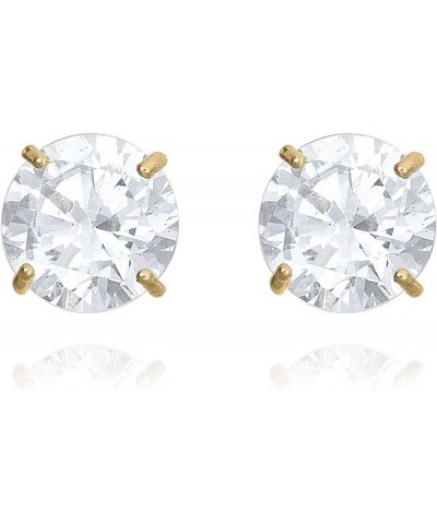 10K Gold Round Simulated Diamond CZ Stud Earrings in Yellow or White Gold Yellow Gold 4.0 Millimeters $24.37 Earrings