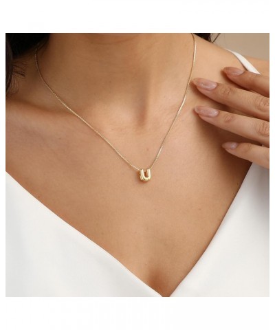 Bubble Initial Necklaces Dainty Gold Letter Necklace 14K Gold Plated Cute Name Choker Necklaces for Women Trendy Gold Persona...