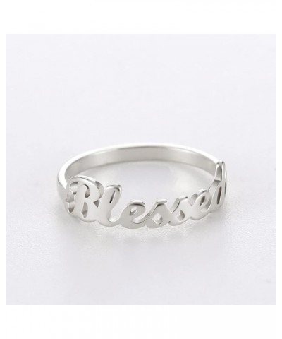 Faith Strength Engraving Blessed Ring Thin Finger Ring Inspirational Pray Religious Ring for Women Silver tone 7 $9.27 Rings