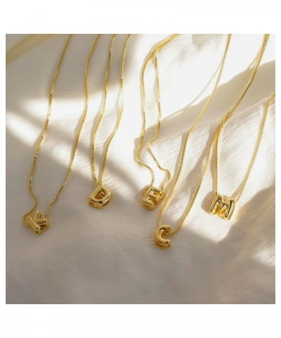 Bubble Initial Necklaces Dainty Gold Letter Necklace 14K Gold Plated Cute Name Choker Necklaces for Women Trendy Gold Persona...