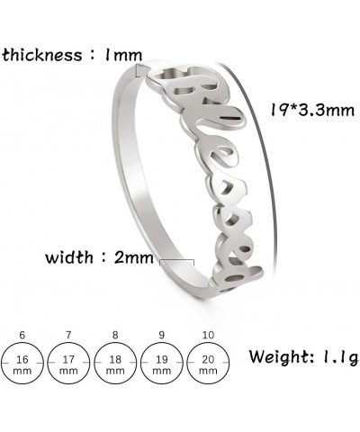 Faith Strength Engraving Blessed Ring Thin Finger Ring Inspirational Pray Religious Ring for Women Silver tone 7 $9.27 Rings