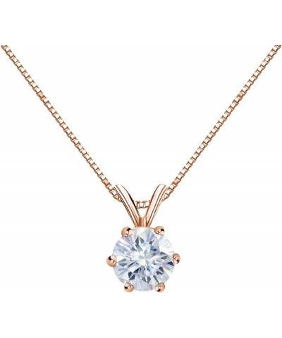 14K Gold Round 6-Prong Solitaire Moissanite Pendant Necklace (1/2 to 3 1/2ct TGW, White) 16 to 18-inch Rose Gold 1.75 carats ...