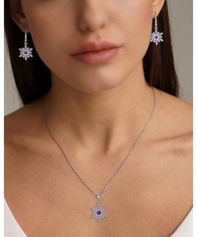 Snowflake Dangle Drop Earrings 925 Sterling Silver Leverback Earrings Gemstones Jewelry Gift for Women Amethyst $32.66 Earrings