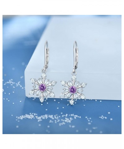 Snowflake Dangle Drop Earrings 925 Sterling Silver Leverback Earrings Gemstones Jewelry Gift for Women Amethyst $32.66 Earrings