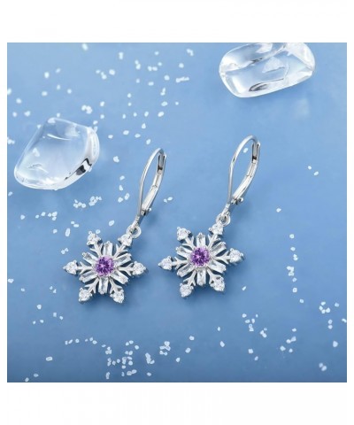 Snowflake Dangle Drop Earrings 925 Sterling Silver Leverback Earrings Gemstones Jewelry Gift for Women Amethyst $32.66 Earrings