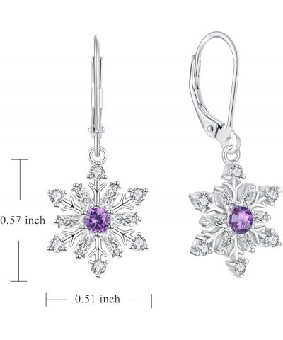 Snowflake Dangle Drop Earrings 925 Sterling Silver Leverback Earrings Gemstones Jewelry Gift for Women Amethyst $32.66 Earrings