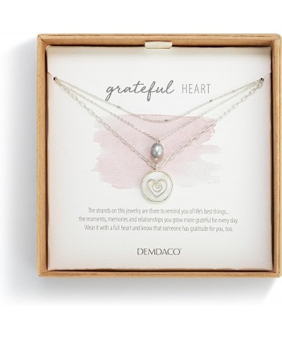 Grateful Heart Mother of Pearl Womens 20 Inch Brass Boxed Fashion Layered Necklace Silver Tone $13.98 Necklaces