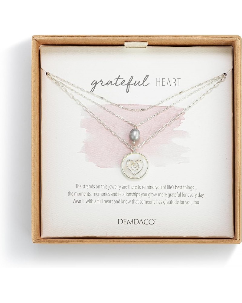 Grateful Heart Mother of Pearl Womens 20 Inch Brass Boxed Fashion Layered Necklace Silver Tone $13.98 Necklaces