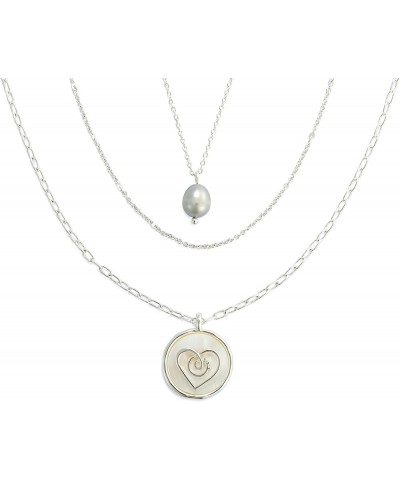 Grateful Heart Mother of Pearl Womens 20 Inch Brass Boxed Fashion Layered Necklace Silver Tone $13.98 Necklaces