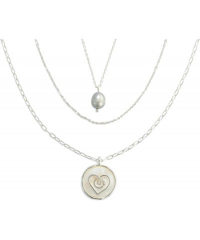 Grateful Heart Mother of Pearl Womens 20 Inch Brass Boxed Fashion Layered Necklace Silver Tone $13.98 Necklaces