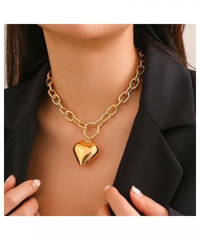 Chunky Gold Silver Heart Choker Layered Heart Chain Necklaces Y2K Grunge Jewelry Gifts for Women and Girls One size Gold3 $6....