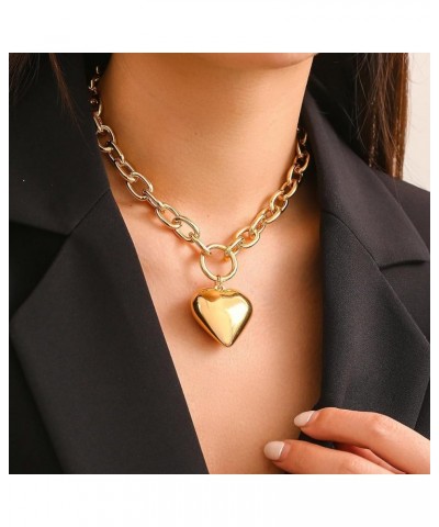 Chunky Gold Silver Heart Choker Layered Heart Chain Necklaces Y2K Grunge Jewelry Gifts for Women and Girls One size Gold3 $6....