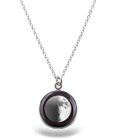 Luna Moon Phase Necklace for Women | Stainless Steel Charm / 18" Chain | Pendant Necklace Moon Astrology Jewelry Gifts for Mo...