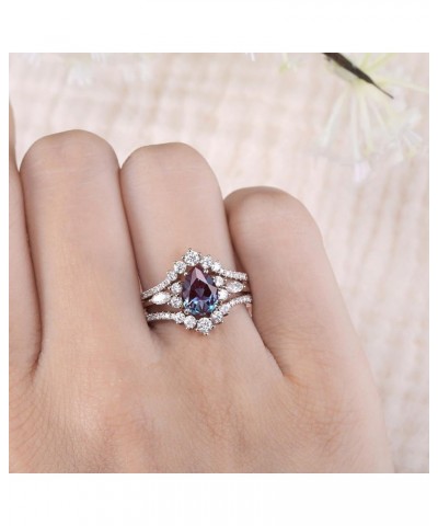 2 Carat Natural Alexandrite 10K/14K/18K Gold 3 PCS Art Deco Rings Set for Women Anniversary Engagement Jewelry Gifts for Wife...