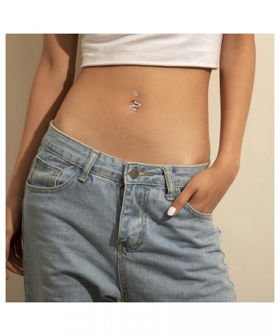 14G Belly Button Ring Dangle for Women Stainless Steel Snake Heart Navel Rings Cute CZ Evil Eye Butterfly Belly Button Rings ...