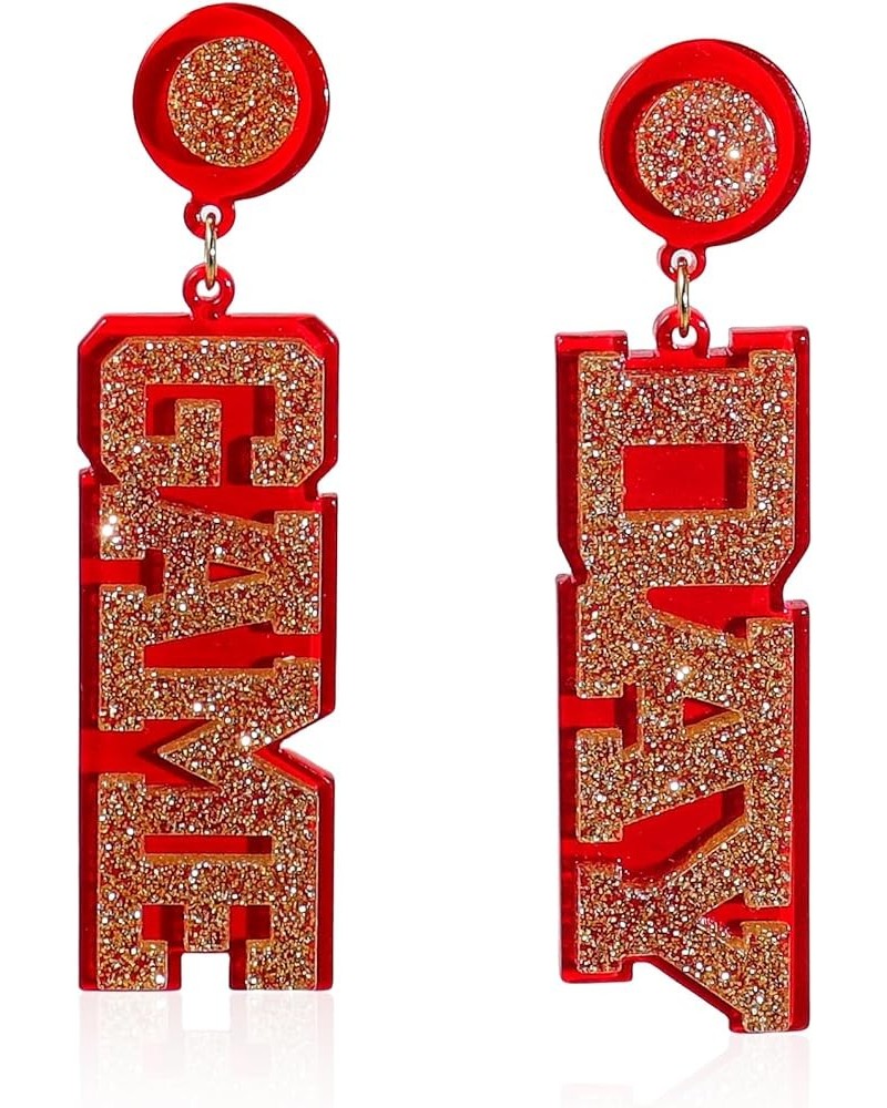 Colorful Acrylic Game Day Drop Dangle Earrings Glitter for Football Lover Sports Team Supports Accessories F $5.55 Earrings