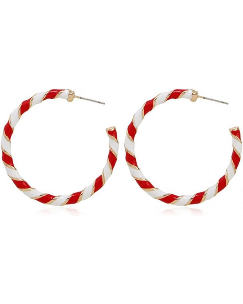 Colorful Candy Hoop Earrings for Women Girls Gold Plated Big Twisted Diagonal Striped Christmas Statement Dangle Drop Huggie ...