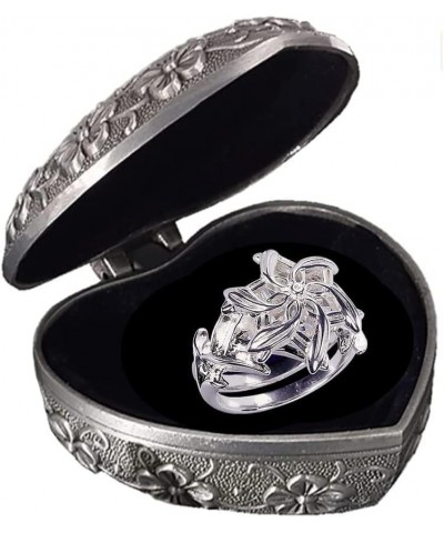 Galadriel Nenya power Ring in metal heart jewelry box ~ 925 Sterling Silver Crystal flower Ring ✬✬✬By Fantasy World✬✬✬ US siz...