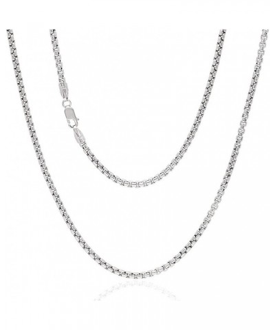 Unisex Solid Italian 2.5mm Round Box Chain in Sterling Silver 22 $29.90 Necklaces