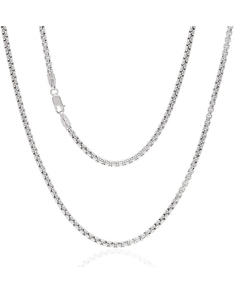 Unisex Solid Italian 2.5mm Round Box Chain in Sterling Silver 22 $29.90 Necklaces