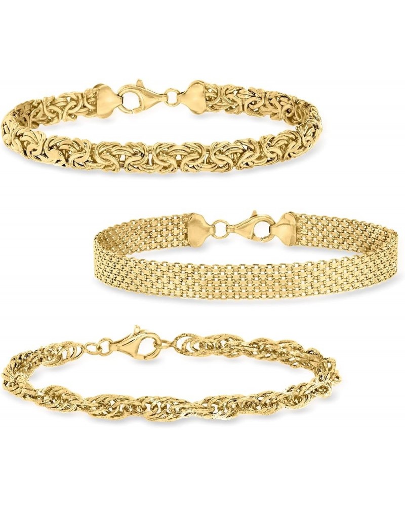 Jewelry Set: 3 Link Bracelets 18kt Yellow Gold Over Sterling 8.0 Inches $49.28 Bracelets