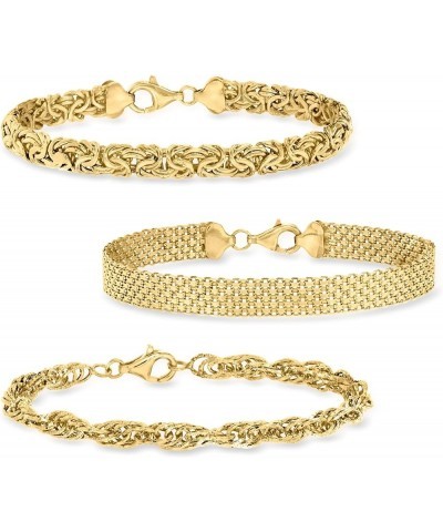 Jewelry Set: 3 Link Bracelets 18kt Yellow Gold Over Sterling 8.0 Inches $49.28 Bracelets