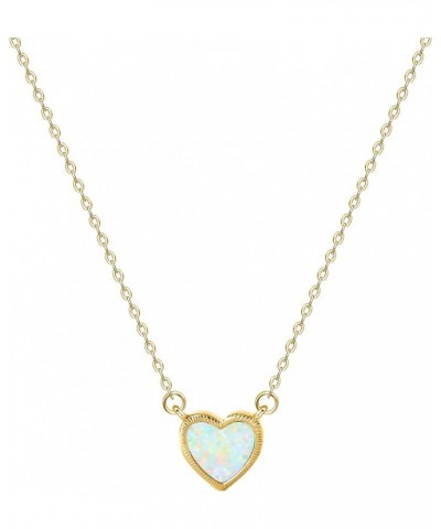 Tiny Heart Necklace For Women / 18K Gold Plated Created Round Opal Necklace/Star Girl Chain Dainty Necklace Birthday Gift Hea...