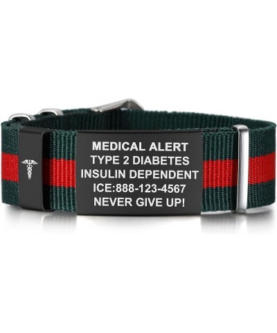 Medical Alert Bracelets for Women & Men Personalized | Medical Bracelets for Men with Steel Tag - 18mm Wide Nylon Band Emerge...