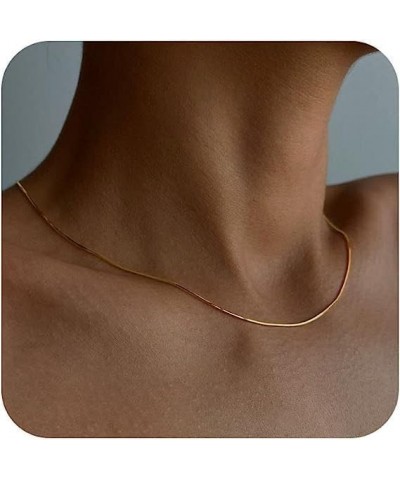 18K Plated Gold Choker Necklace for Women, Gold Figaro Chain Necklace Layered Choker Necklace for Girl Gold Dainty Necklace f...